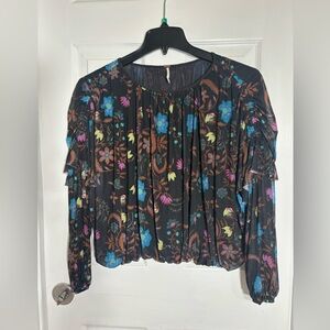 Free People Long  Sleeve Floral Blouse Size Small